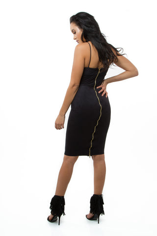 THE MYSTYLEMODE BLACK DOUBLE LINED OFF THE SHOULDER ELBOW CUT OUT MINI DRESS