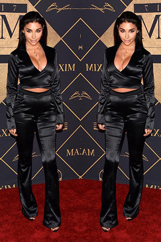 Kylie Jenner Black Crop Top High Waist Pants Set