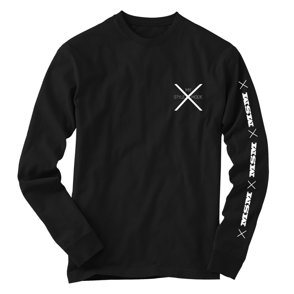 THE MYSTYLEMODE MENSWEAR BLACK MSM LOGO LONG SLEEVE TEE