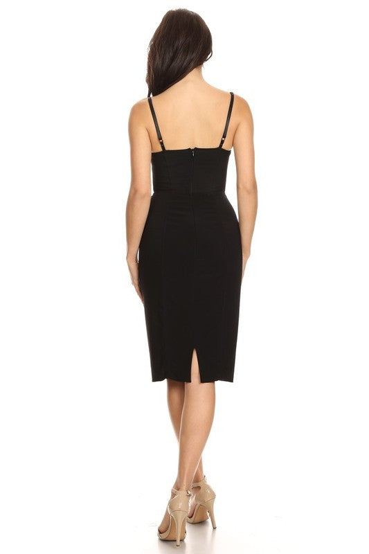 THE MYSTYLEMODE BLACK MESH BUSTIER DOUBLE LINED MIDI DRESS