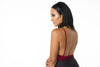 THE MYSTYLEMODE BURGUNDY V NECK LOW BACK DOUBLE LINED ESSENTIAL BODYSUIT