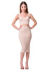 THE MYSTYLEMODE NUDE TWO PIECE FITTED BUSTIER CROP TOP AND PENCIL SKIRT SET