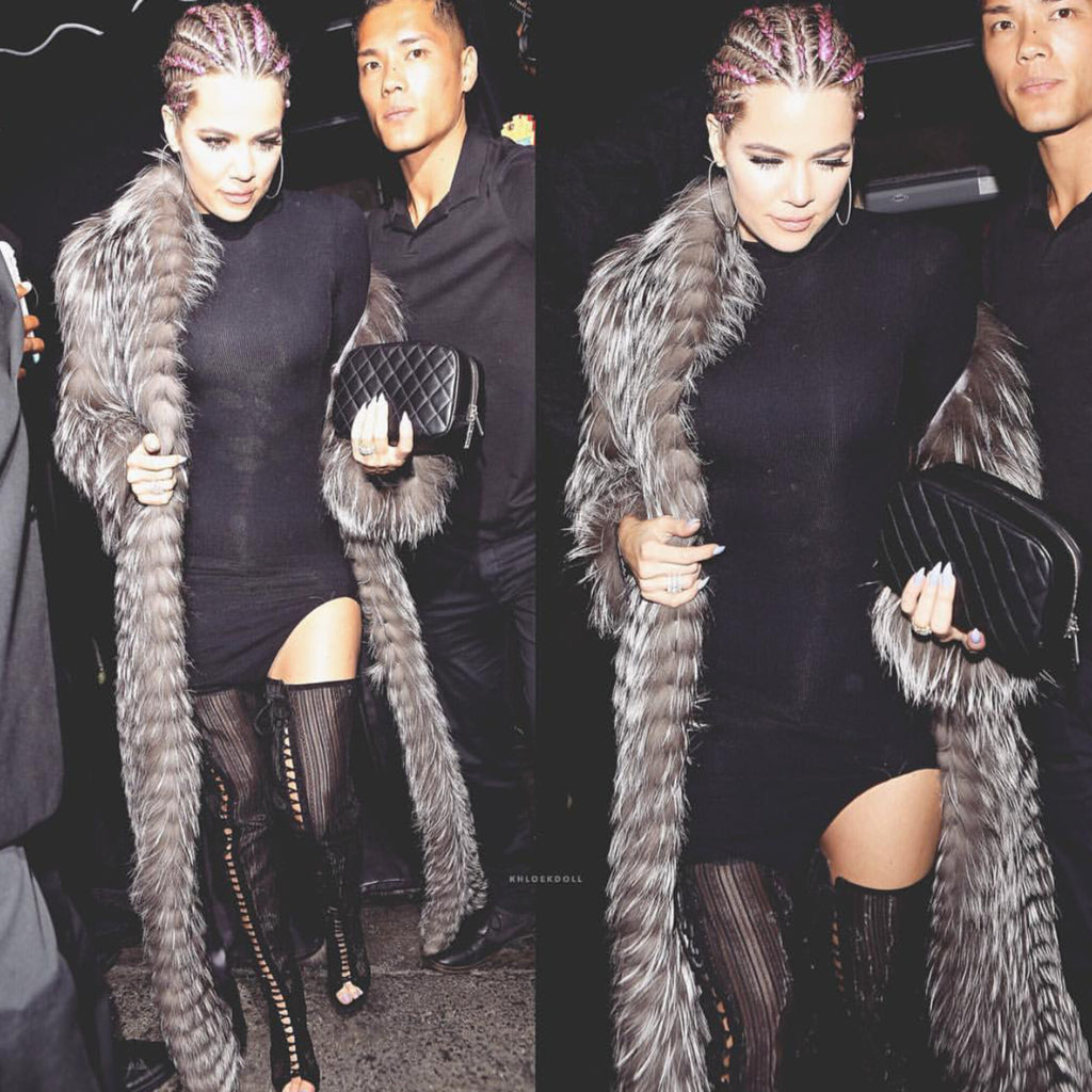 THE MYSTYLEMODE BLACK DOUBLE LINED FUNNEL NECK SLIT DRESS