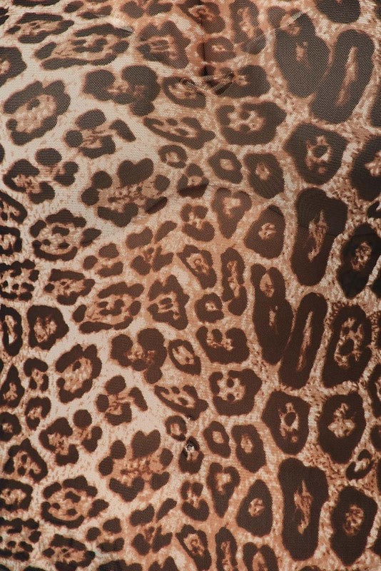 THE MYSTYLEMODE LEOPARD MESH TURTLENECK BODYSUIT