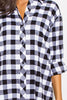THE MYSTYLEMODE WHITE AND BLACK POCKETED FLANNEL TUNIC DRESS