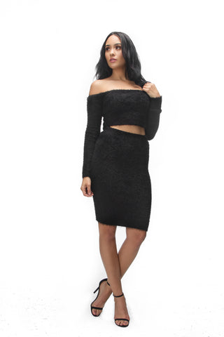 THE MYSTYLEMODE BLACK V NECK LOW BACK DOUBLE LINED ESSENTIAL MIDI DRESS
