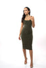 THE MYSTYLEMODE OLIVE ESSENTIAL DOUBLE LINED TANK MIDI DRESS