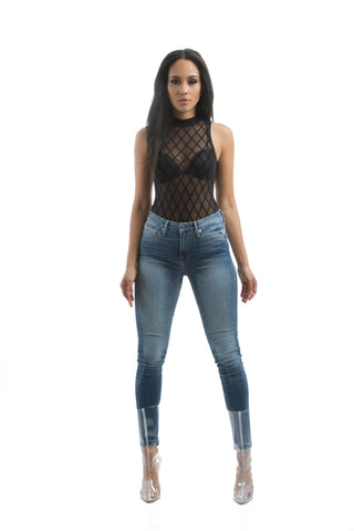 THE MYSTYLEMODE CHARCOAL TANK LOW BACK ESSENTIAL BODYSUIT