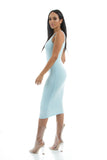 THE MYSTYLEMODE LIGHT BLUE ESSENTIAL DOUBLE LINED TANK MIDI DRESS