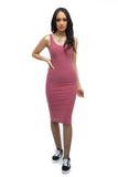THE MYSTYLEMODE MAUVE ESSENTIAL DOUBLE LINED TANK MIDI DRESS