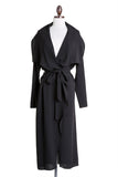 THE MYSTYLEMODE BLACK OPEN CASCADING COLLAR TRENCH