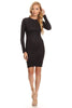 THE MYSTYLEMODE BLACK LONG SLEEVE DOUBLE LINED SUEDE DRESS