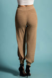 THE MYSTYLEMODE NUDE SIDE SLIT KNITTED PANTS