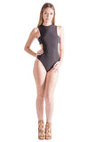 THE MYSTYLEMODE BLACK SIDE OPENING BUTTON BACK CLOSURE DOUBLE LINED ESSENTIAL BODYSUIT
