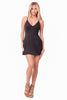 THE MYSTYLEMODE BLACK SUEDE DOUBLE LINED ZIPPER BACK A-LINE MINI DRESS