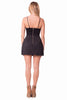 THE MYSTYLEMODE BLACK SUEDE DOUBLE LINED ZIPPER BACK A-LINE MINI DRESS