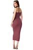 THE MYSTYLEMODE MAROON DOUBLE LINED STRAPLESS MIDI DRESS