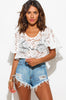 THE MYSTYLEMODE IVORY LACE BATWIG CROP TOP